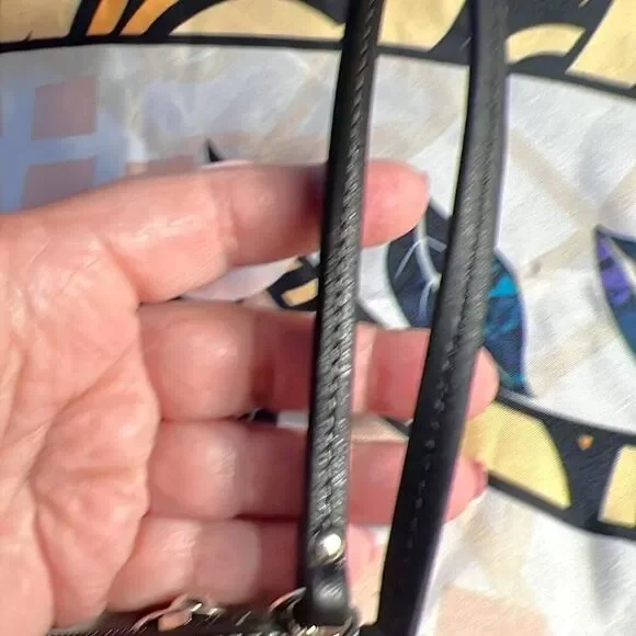 Coach Black and Beige “C” Logo Canvas and Leather Wristlet - Picture 6 of 8